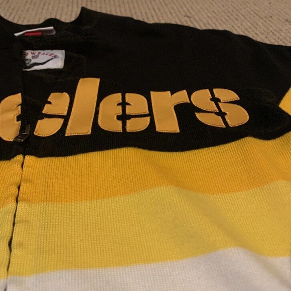 Mens Mitchell & Ness NFL Front Stripe Full Zip Sweater Pittsburgh Steelers M - Picture 4 of 11